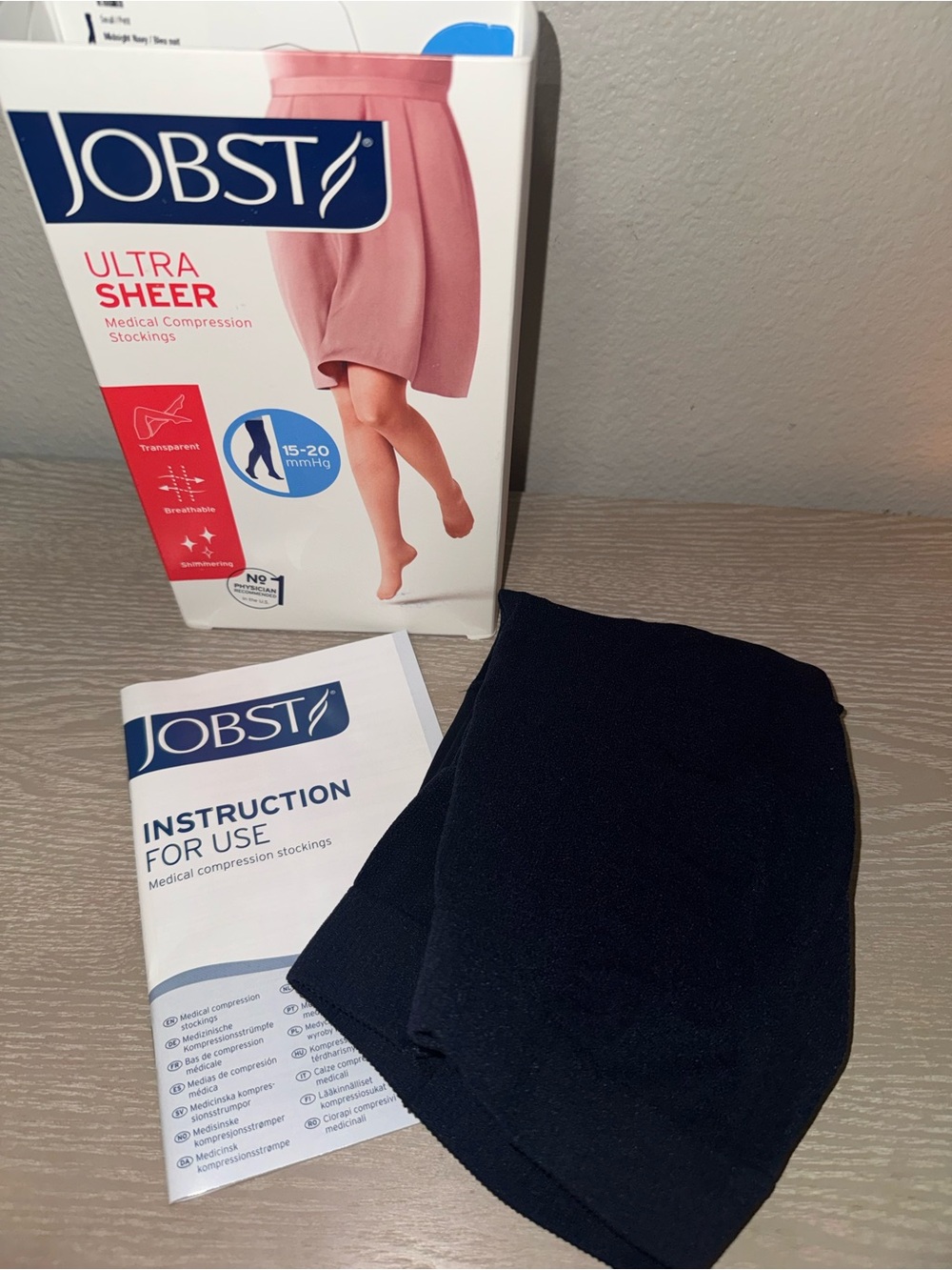 JOBST Ultra Sheer medical compression stockings. Size small/petit -navy 15-20 - Picture 5 of 6